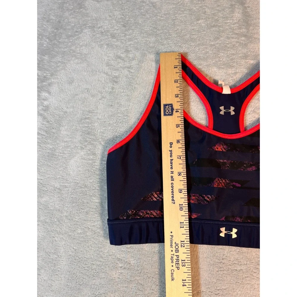 Under Armour Womens Compression Sports Bra Dark Blue Pink Large - Picture 5 of 9
